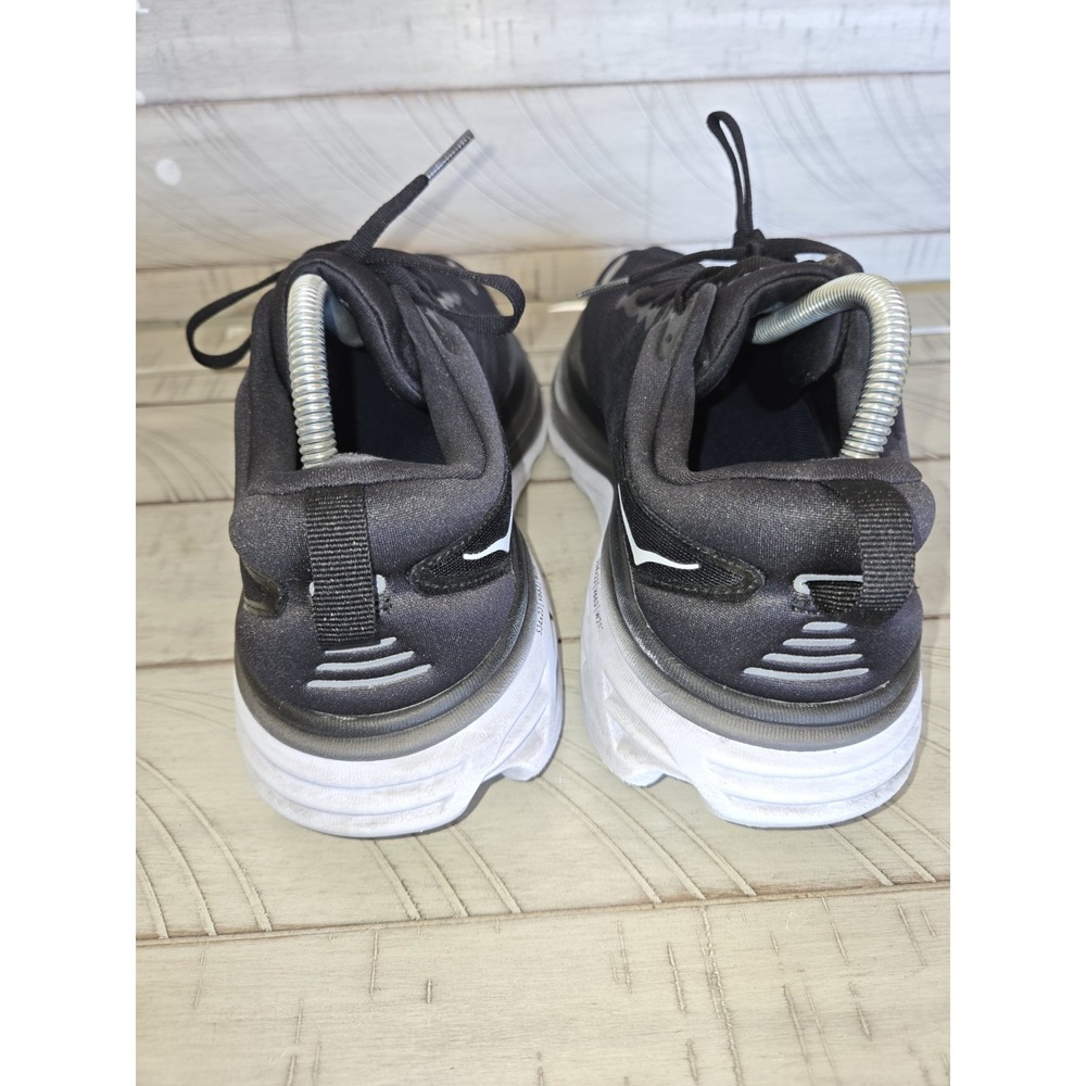 Hoka Bondi 8 Women's Size 10.5B Black and White Running Sneaker Lace Up Low Top - Picture 5 of 10